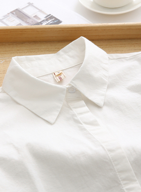 2025秋季新款学生白色纯棉加绒衬衫女长袖内搭打底小个子衬衣上衣