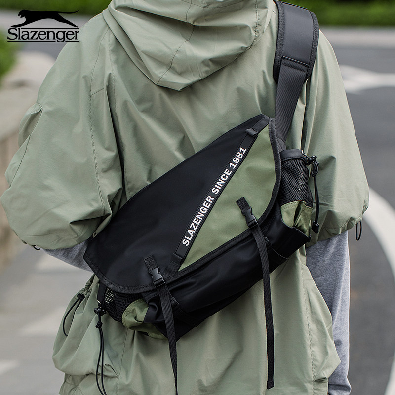 slazenger潮牌机能男生斜挎包男休闲百搭邮差包男士包包单肩包女