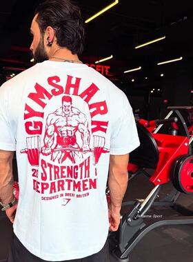 Gym_shark t恤 超大尺码重磅面料 健身运动训练 黑白纯棉半袖背心