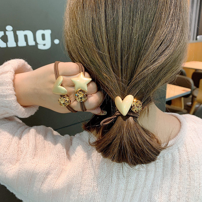 闪钻水晶爱心星星头绳高端像皮筋