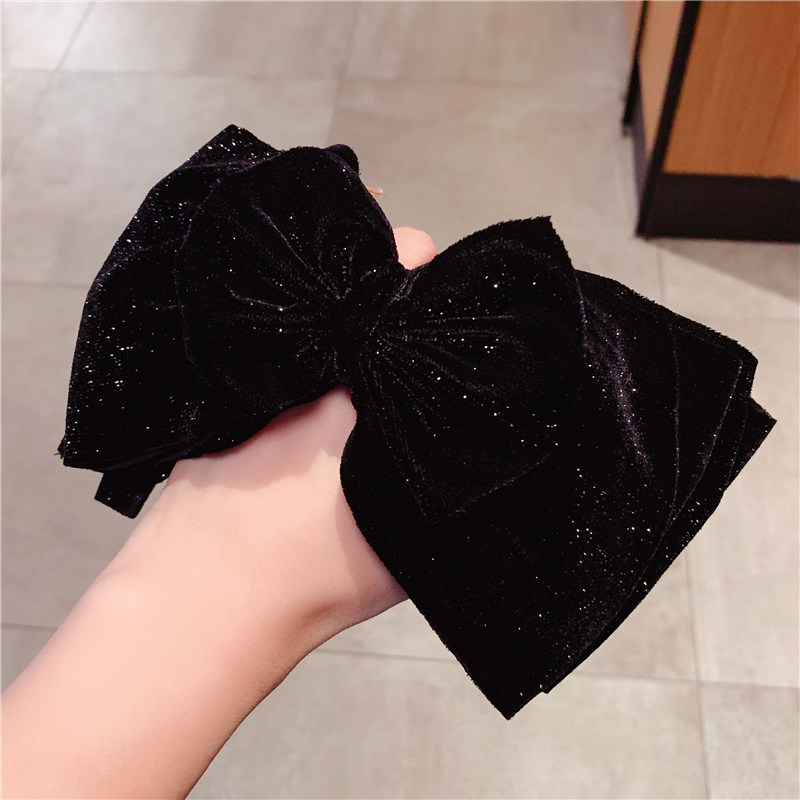 顶夹毛绒亮片法式复古蝴蝶结发夹