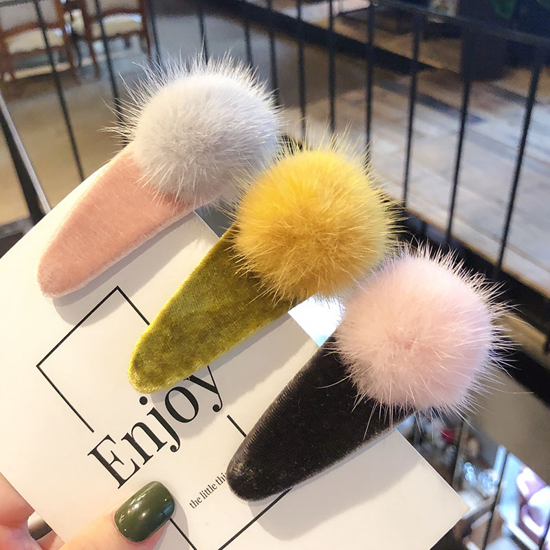 毛球韩国刘海前额顶夹发卡