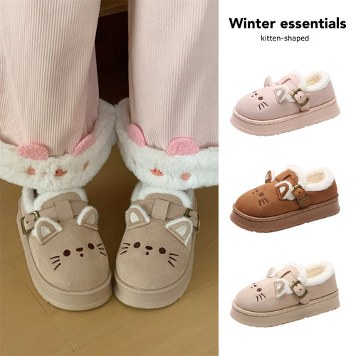 细细条新款卡通小猫Lolita棉鞋