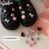 扣卡扣创意蝴蝶结洞洞鞋 子鞋 花扣 可拆卸diy鞋 爱心笑脸少女心新款