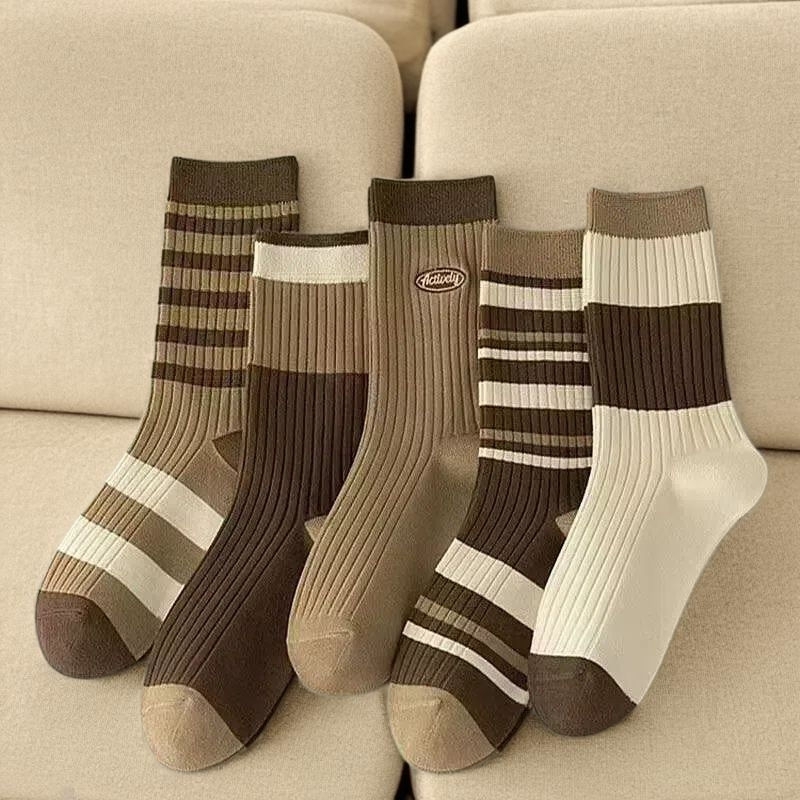 新疆棉袜子女秋冬款美拉德中筒堆堆袜防臭吸汗秋季袜子长筒发热袜