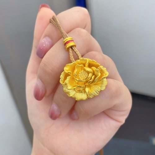 2025精致款富贵牡丹金包银吊坠女