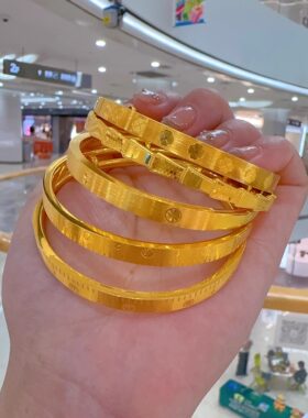 新款实心钻纹首饰手镯金包银时尚