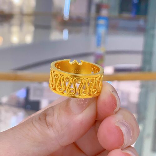 镂空貔貅金包银闭口戒指