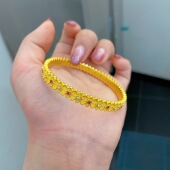 25年百搭轻奢款 气质款 錾刻花边手镯高级感 时尚 黄金包银手镯女款