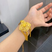 国金百搭轻奢青云有志竹叶吊坠送女友 气质款 黄金包银吊坠女款 时尚