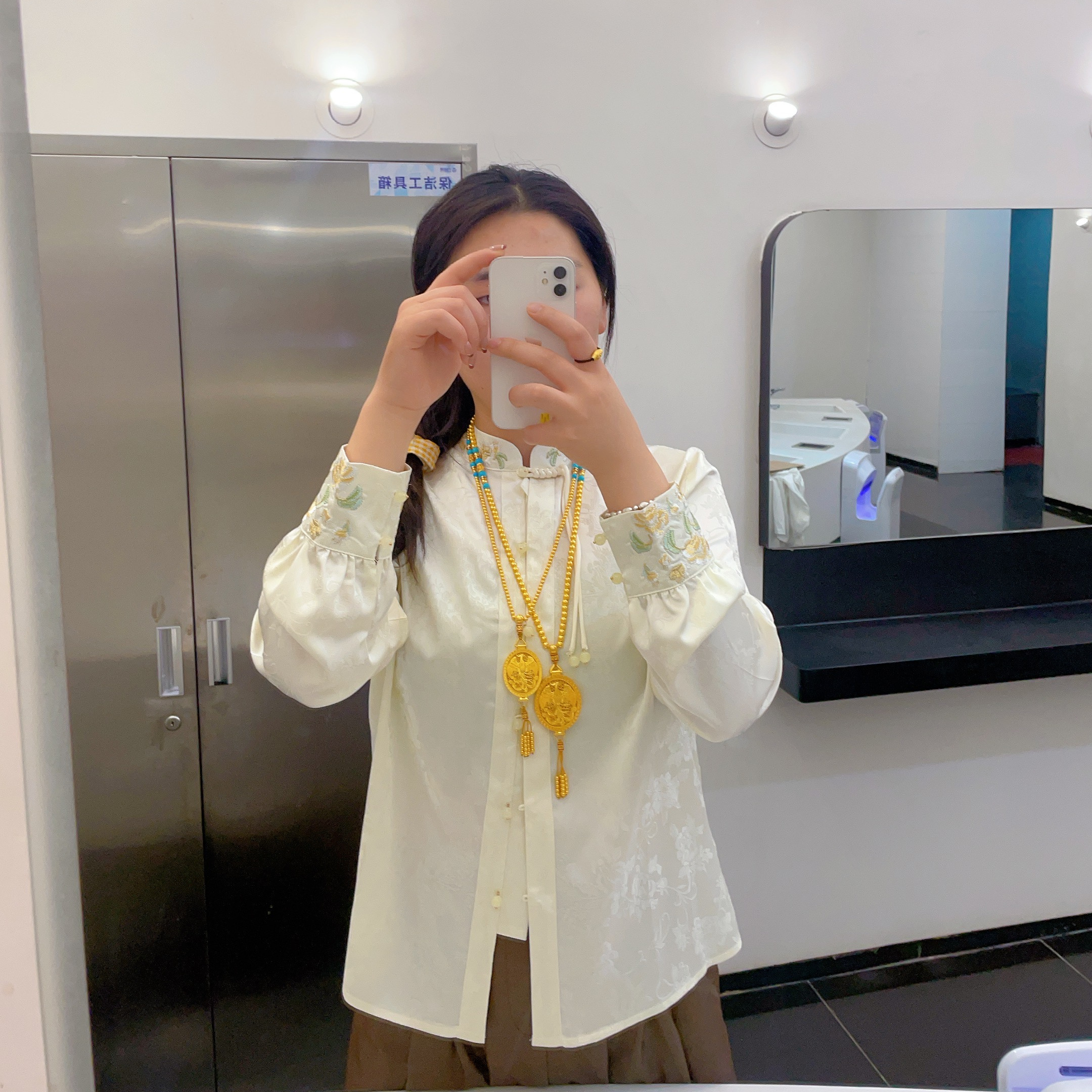 黄金包银吊坠女珐琅彩花丝镂空