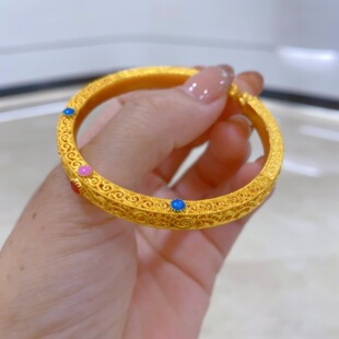 金包银手镯古法花丝如意开口经典百搭款高级不撞款送母亲情侣女友