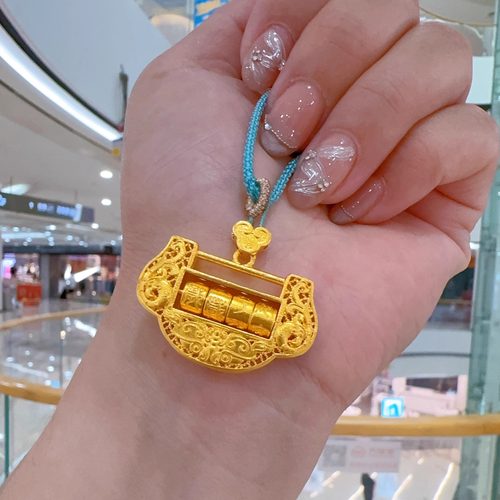 金包银宝宝锁岁岁平安吊坠