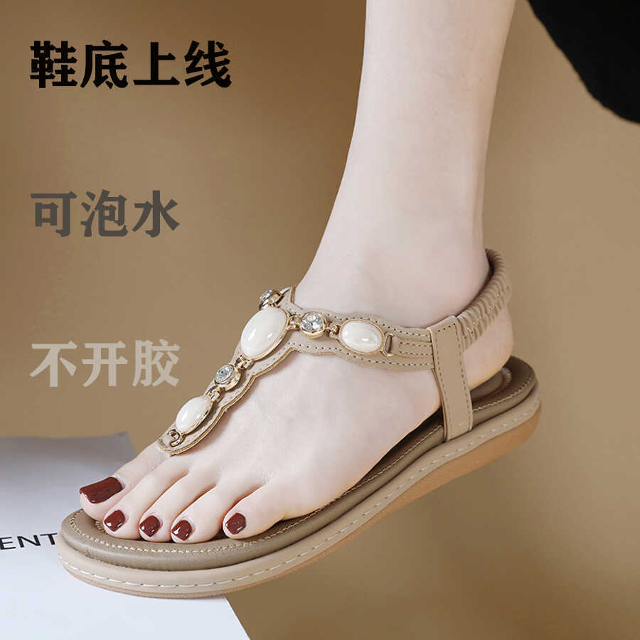 可泡水大码42夹趾一脚蹬车缝线