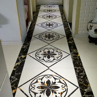 走廊地板拼花贴装 饰客厅地面瓷砖美化地砖贴纸玄关波导线地贴防水