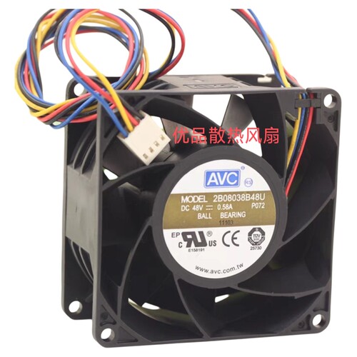 全新原装AVC 8038 2B08038B48U 48V 0.58A4线PWM直流散热风扇8CM