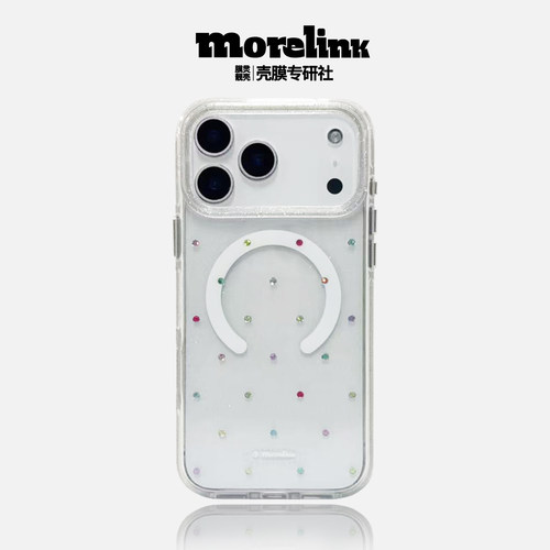 Morelink｜原创新款ins透明闪钻浪漫彩色适用17promax手机壳iPhone16/15promax清新可爱17p/保护套防摔磁吸17