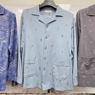 新品睡衣胜景3382纯棉长袖开衫家居服男士睡衣全棉居家服套装3390