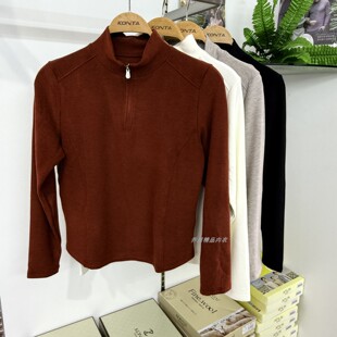 庄泰7320秋冬新款女士半拉链立领打底衫时尚气质纯色正肩长袖上衣