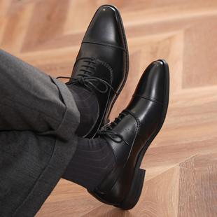 壹植鞋履皮鞋男结婚正装商务头层牛皮英伦增高三接头牛津男士皮鞋
