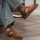 罗马真皮透气舒适手工编织复古英伦廓尔喀休闲鞋 ZEYIMAKE男士 凉鞋