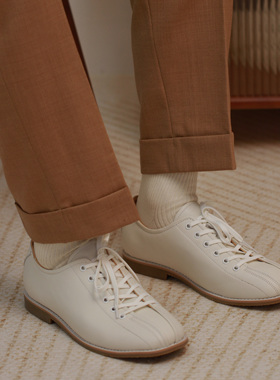 ZEYI x Vintage Bowling美式休闲鞋乳白牛皮保龄球鞋系带休闲鞋板