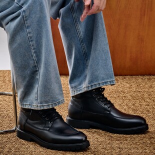 ZEYIMAKE壹植鞋履真皮马丁靴系带男士高帮牛皮户外英伦冬季男靴