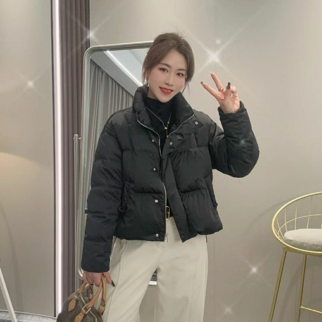 短款羽绒服女小个子2025秋冬新款90白鸭绒面包服时尚立领保暖外套