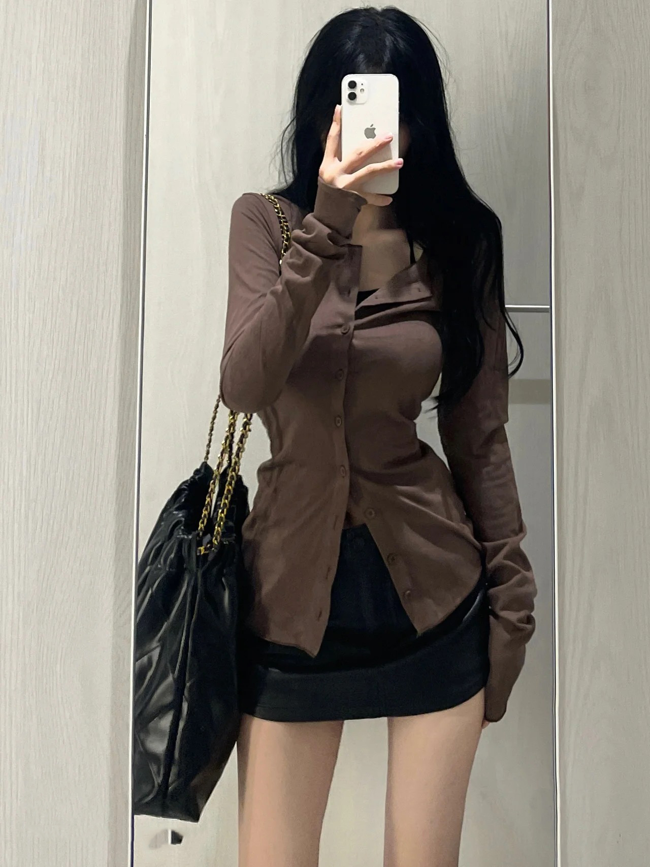 纯欲风收腰衬衫弹力棉质衬衣