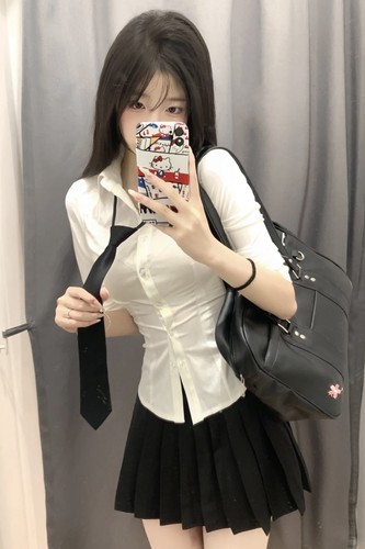 纯欲收腰jk制服白衬衫女两件套