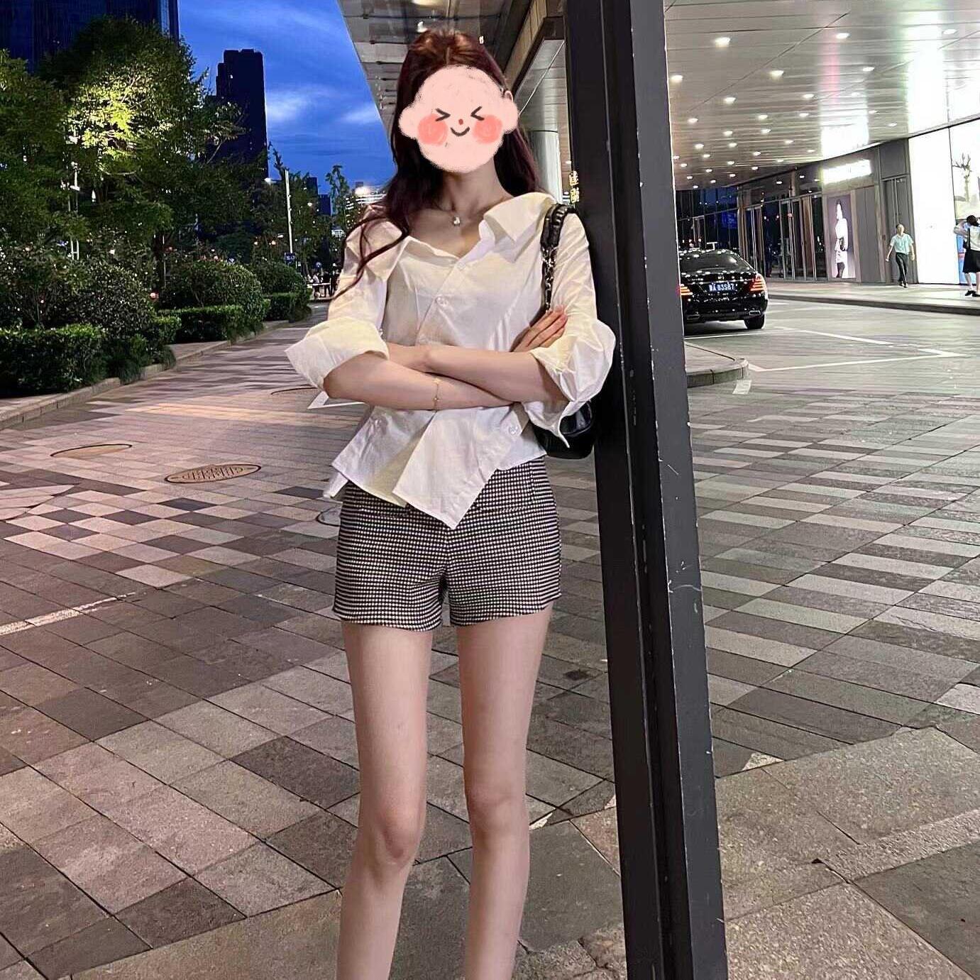 白色法式长袖防晒衬衫女不规则气质显瘦衬衣设计感修身小上衣早秋