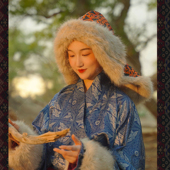 素念原创设计辽袍风帽