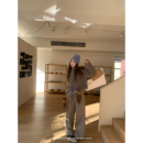 系带高腰显瘦拖地长裤 aaaaxbbb 裤 设计感羊毛呢西装 女 老派榛子茶