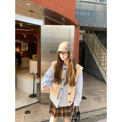 aaaaxbbb皮毛一体马甲棉服外套