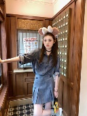 小众百褶牛仔半裙套装 复古通勤牛仔上衣女夏季 里费小岛 aaaaxbbb