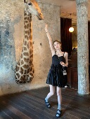 aaaaxbbb 马黛风信子 油画感压褶吊带裙韩系v领高腰显瘦a字连衣裙