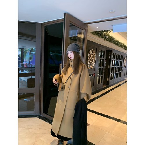 aaaaxbbb大衣外套不对称口袋长款