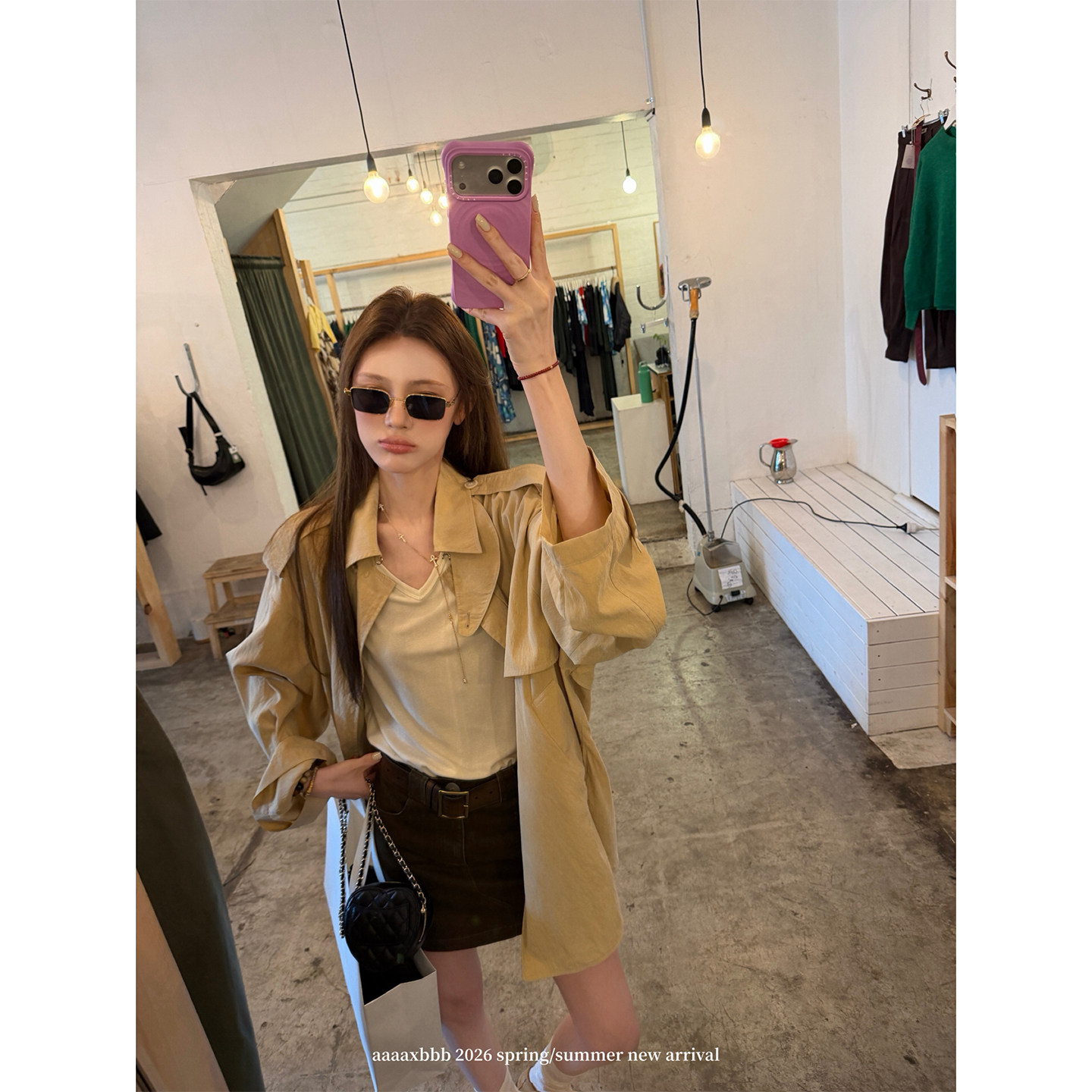 aaaaxbbb 温哥华入夏 两色中长款垂感风衣外套赛丽丝棉设计感上衣