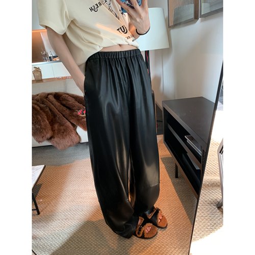 aaaaxbbb两色拖地皮裤