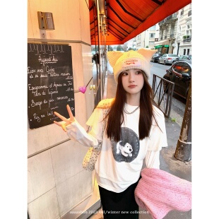 短袖 love复古小狗头像叠穿两件套t恤长袖 内搭上衣 puppy aaaaxbbb