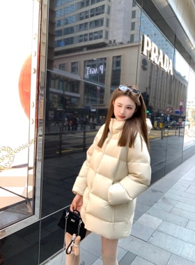 aaaaxbbb 中央大街随游 连帽羽绒服女中长款加厚保暖面包服外套冬