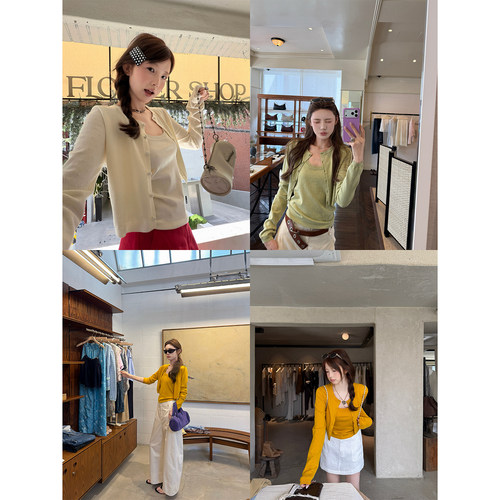 aaaaxbbb轻松姐感背心开衫套装