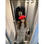 黑白条纹短袖 aaaaxbbb 宅女信号 t恤女宽松垂感慵懒百搭圆领上衣