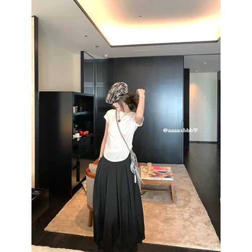 aaaaxbbb长裙百褶半裙半身裙百搭