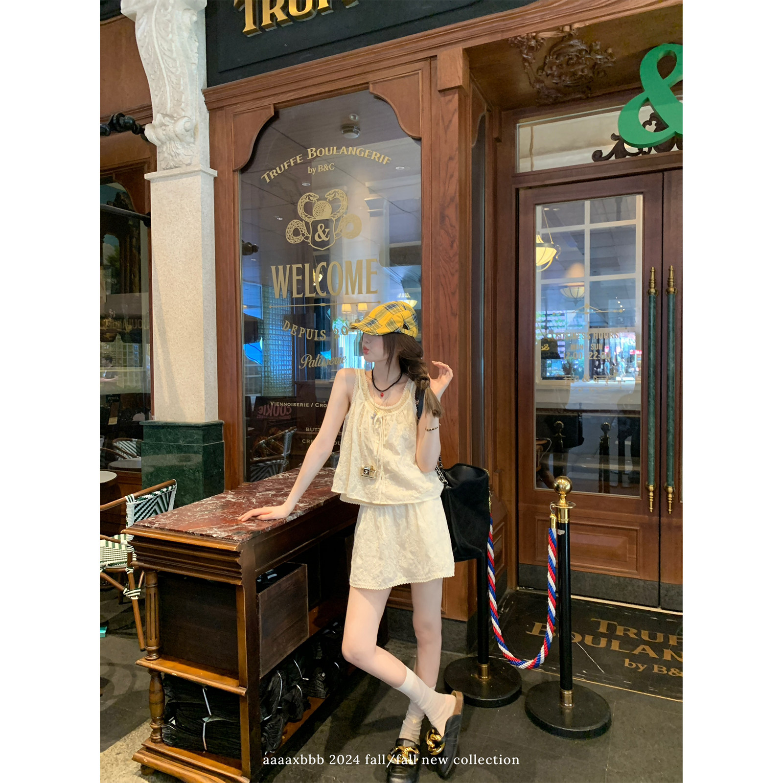 aaaaxbbb 失色风铃草 清新套装裙两色吊带背心女夏减龄短裙半身裙