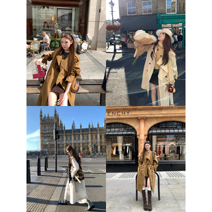 秋季 韩系翻领腰带风衣宽松休闲长款 外套女 东京爱情故事 aaaaxbbb