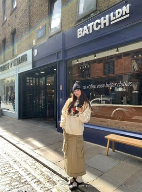 aaaaxbbb 秋日momo茶 韩系百搭两色工装半身裙宽松多口袋长裙女秋