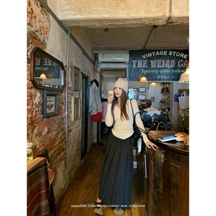 型两色羊毛百褶裙长裙百搭半身裙女秋冬 超绝版 aaaaxbbb 也门亚丁