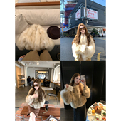进口白狐真皮草外套女贵气感短款 aaaaxbbb 戏梦巴黎 毛毛上衣秋冬
