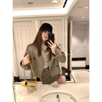 aaaaxbbb长袖短款风衣外套半身裙